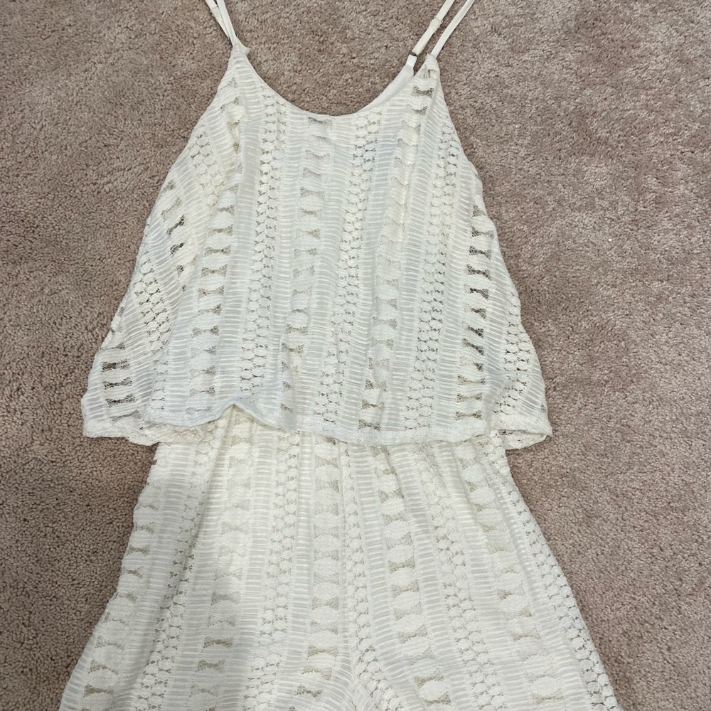 Mossimo White Crochet Romper